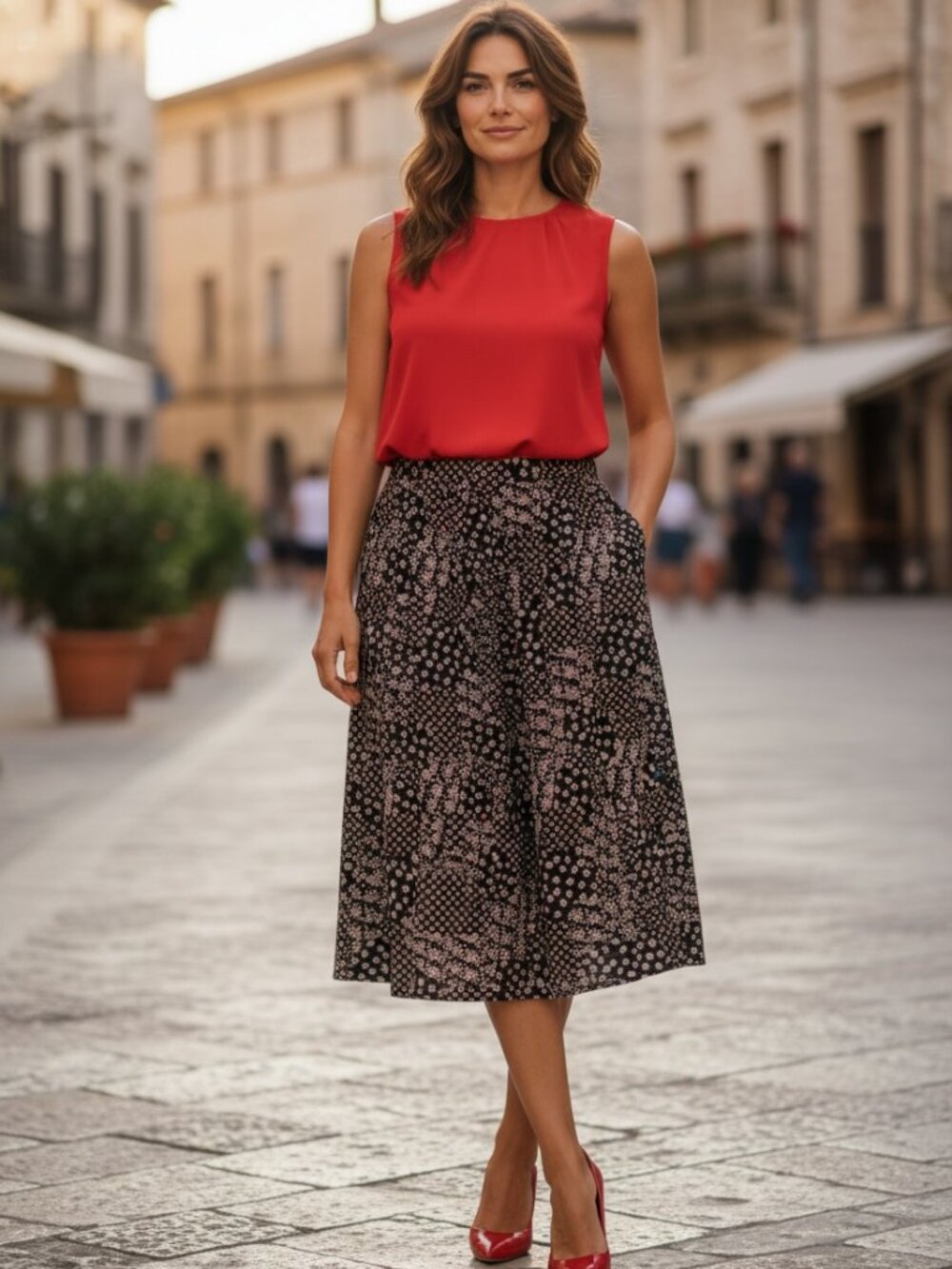 Orvis Patterned Midi Skirt